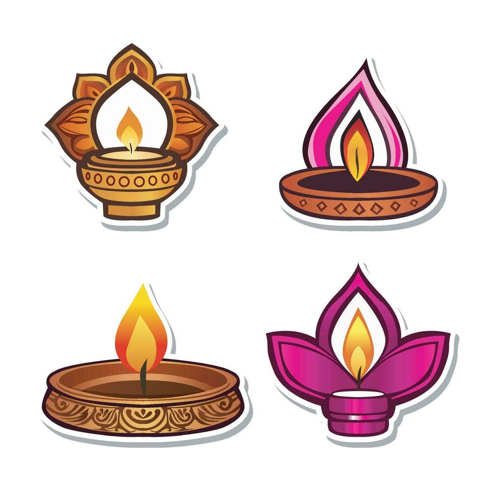 diya sticker illustration vector