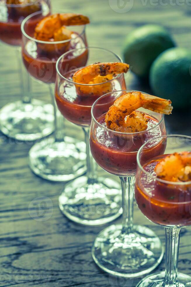 Prawn cocktails in glass photo