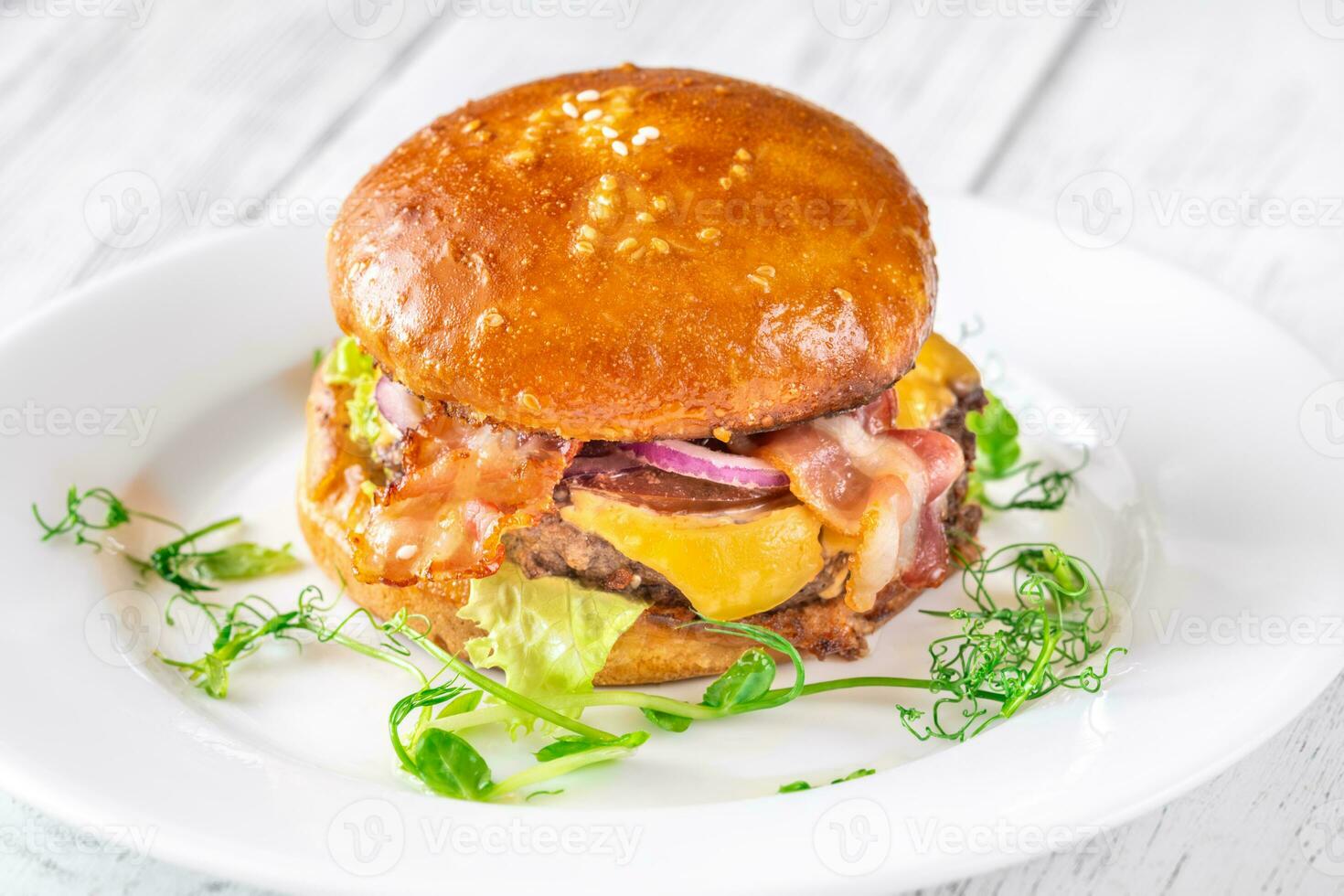 Hamburger with bacon photo