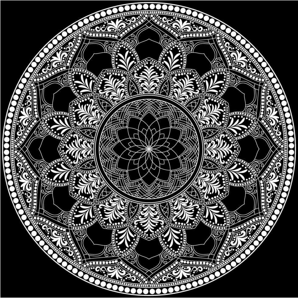 Mehndi Henna Drawing Circular Mandala pattern for tattoo, decoration premium product poster or painting. Decorative ornament in ethnic oriental style. Outline doodle hand draw illustration. vector