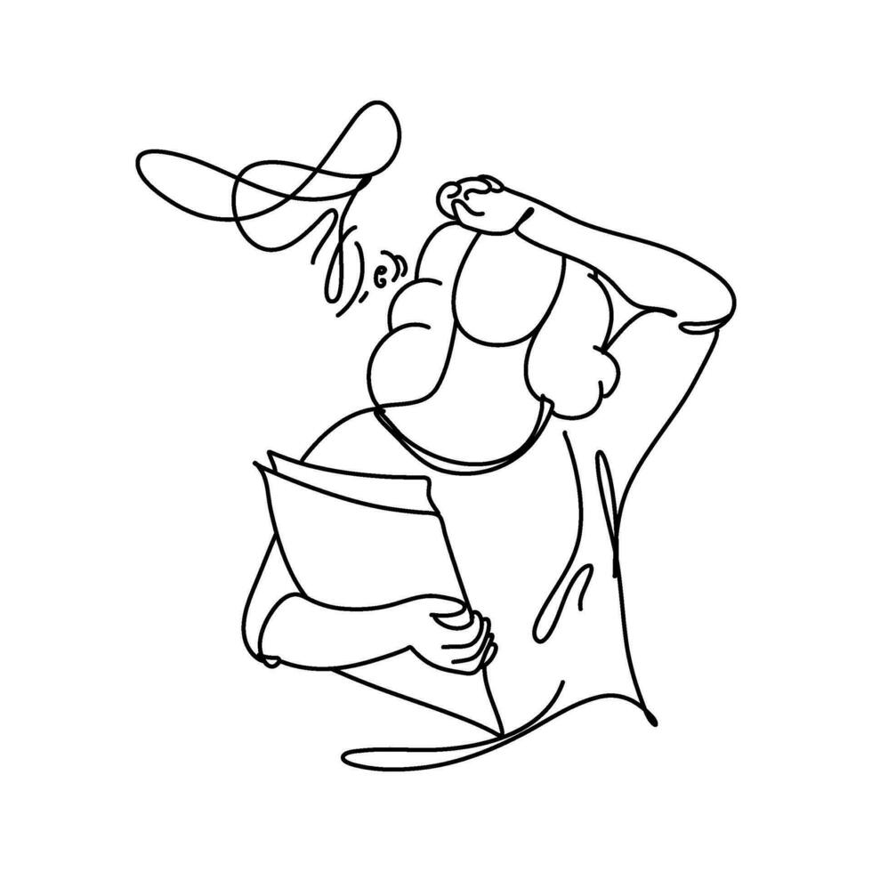 A stress concept artwork features a person with the word Oh No enclosed in a thought bubble. The person is clutching their head and wearing an anxious grimace vector