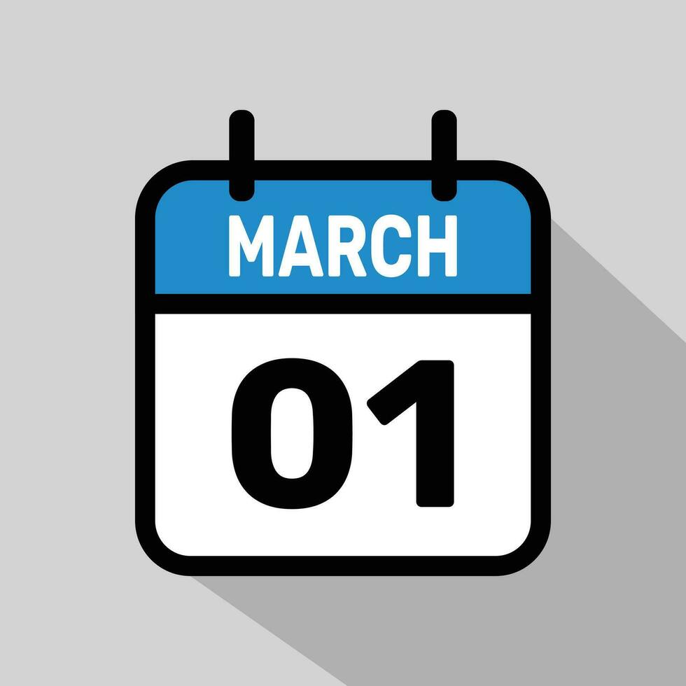 Vector Calendar March 01 illustration background design.