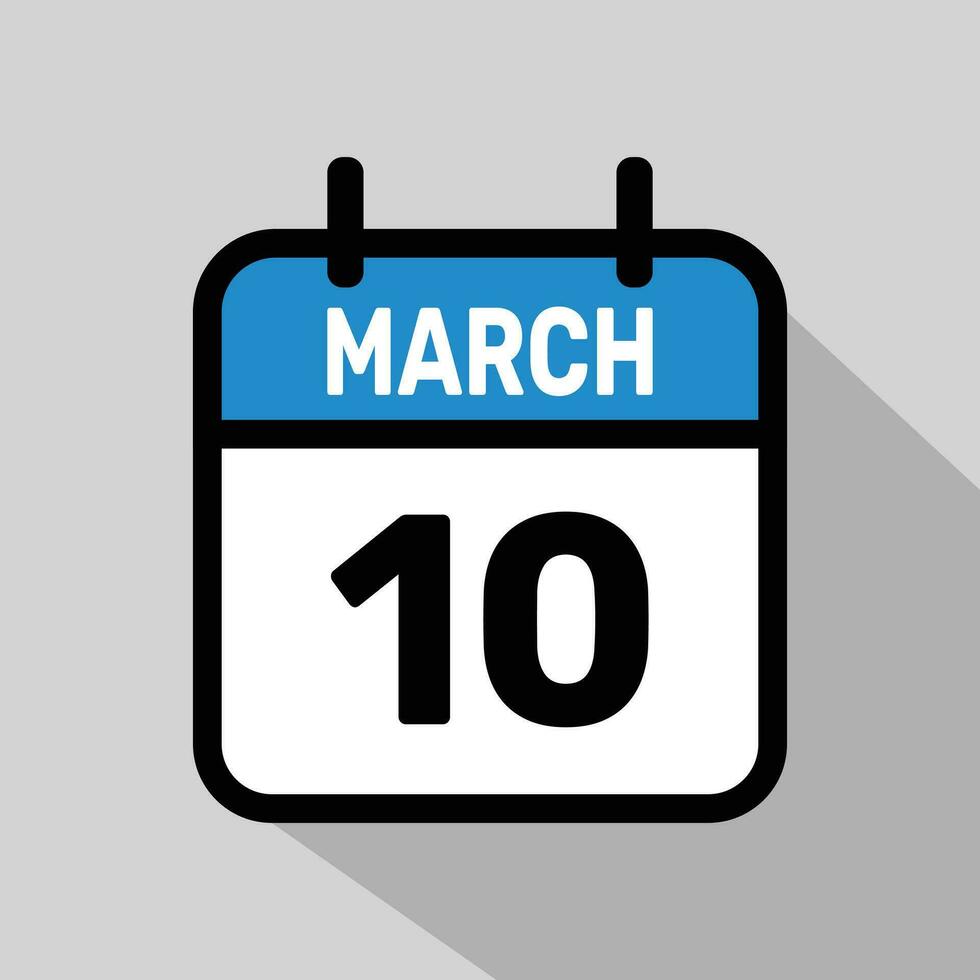 Vector Calendar March 10 illustration background design.