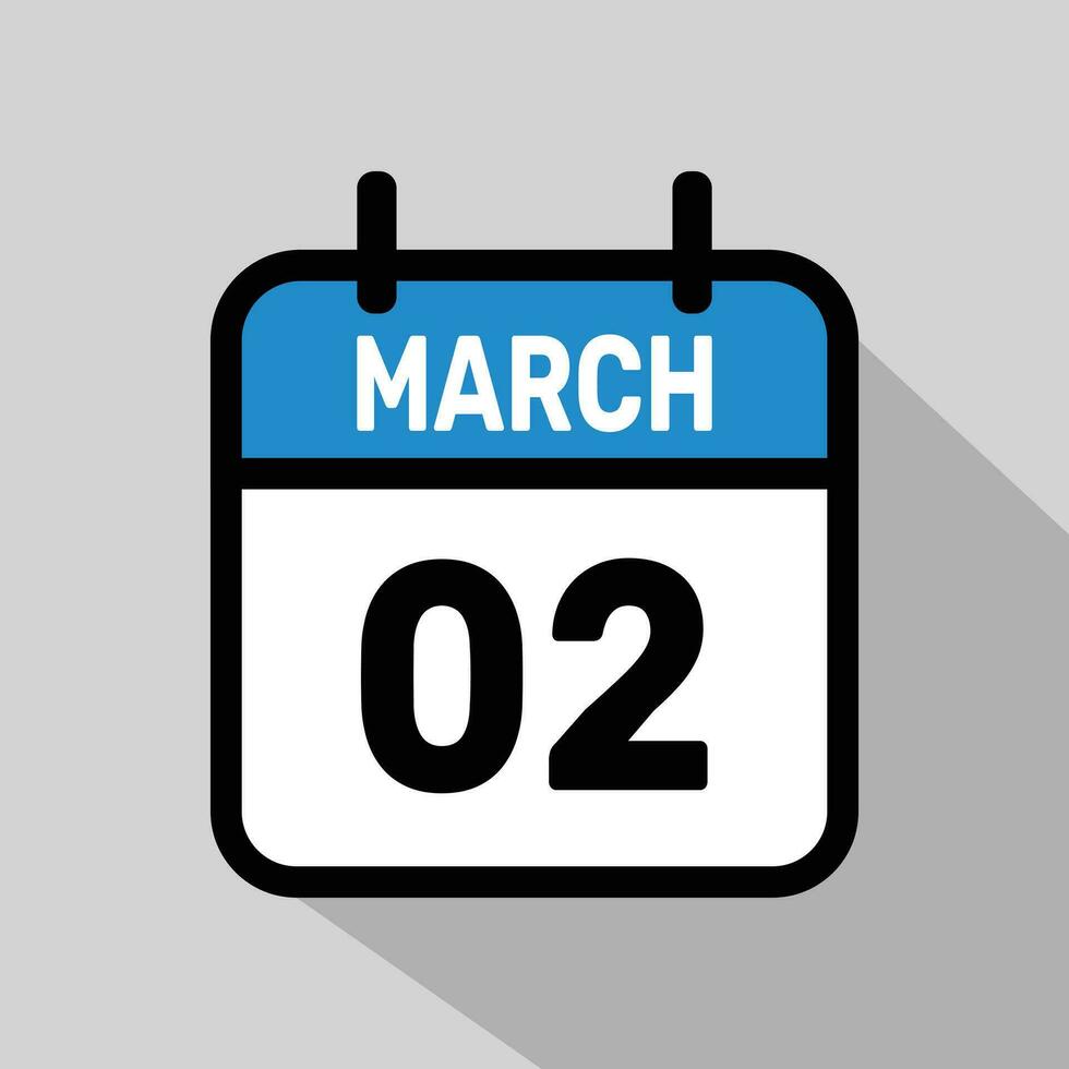 Vector Calendar March 02 illustration background design.