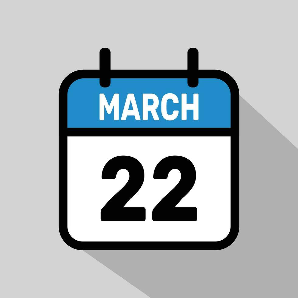 Vector Calendar March 22 illustration background design.