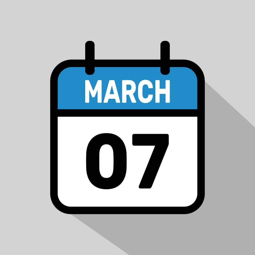 Vector Calendar March 07 illustration background design.