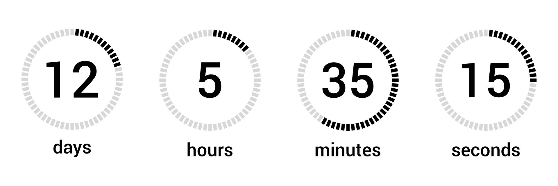 Day hour minute and second clock loading vector display design