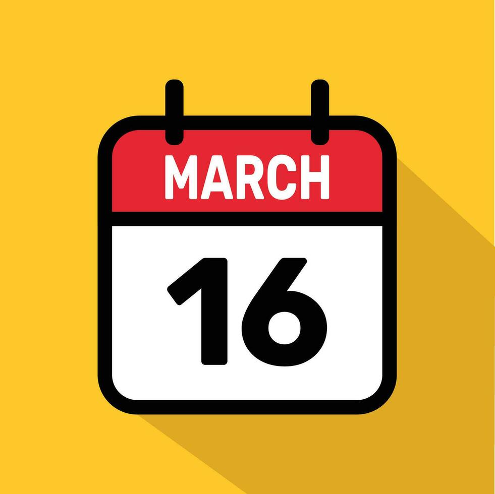 Vector Calendar March 16 illustration background design.