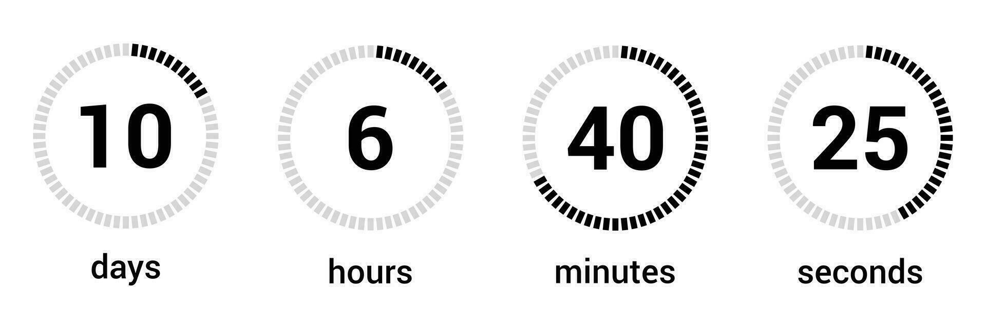Day hour minute and second clock loading  vector display design.