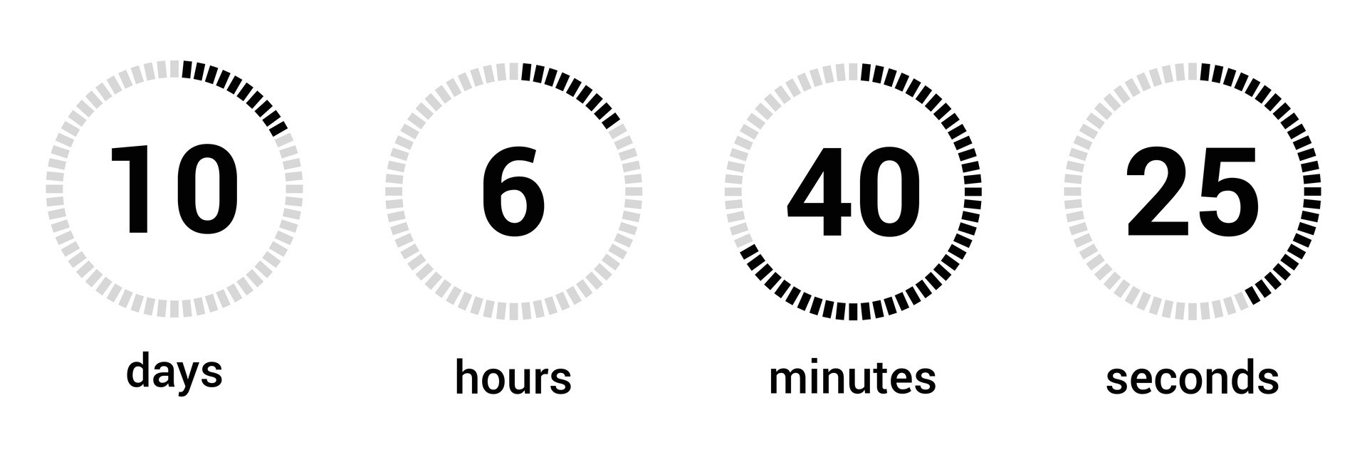 Day hour minute and second clock loading vector display design ...
