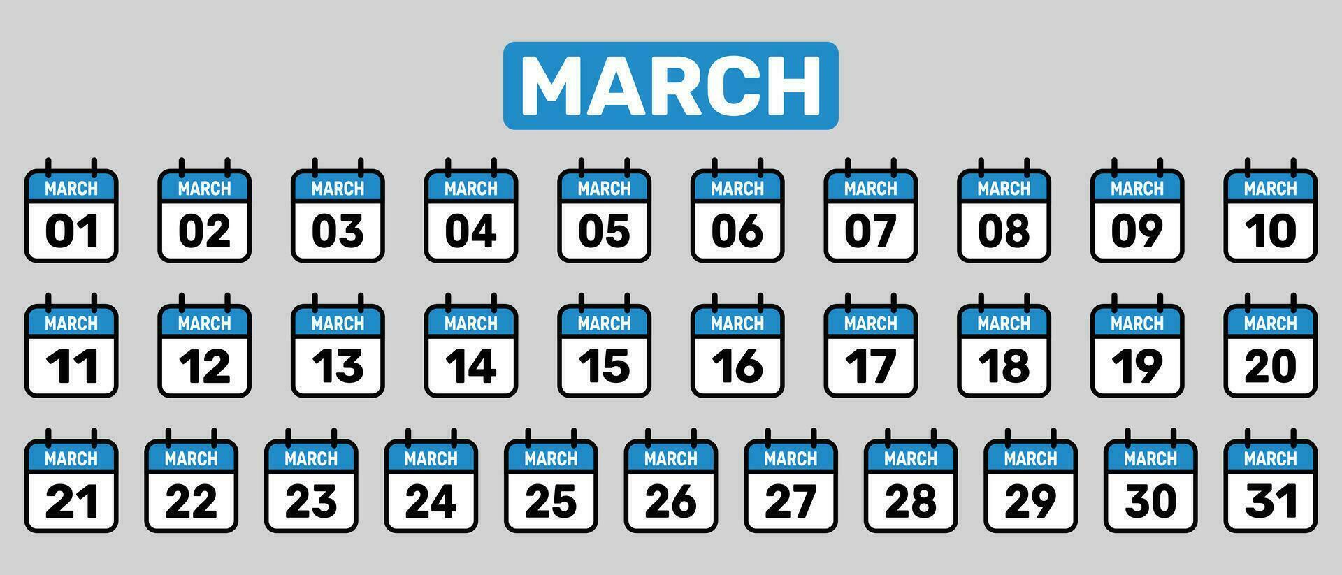 vector calendario todas marzo conjunto ilustración antecedentes diseño.