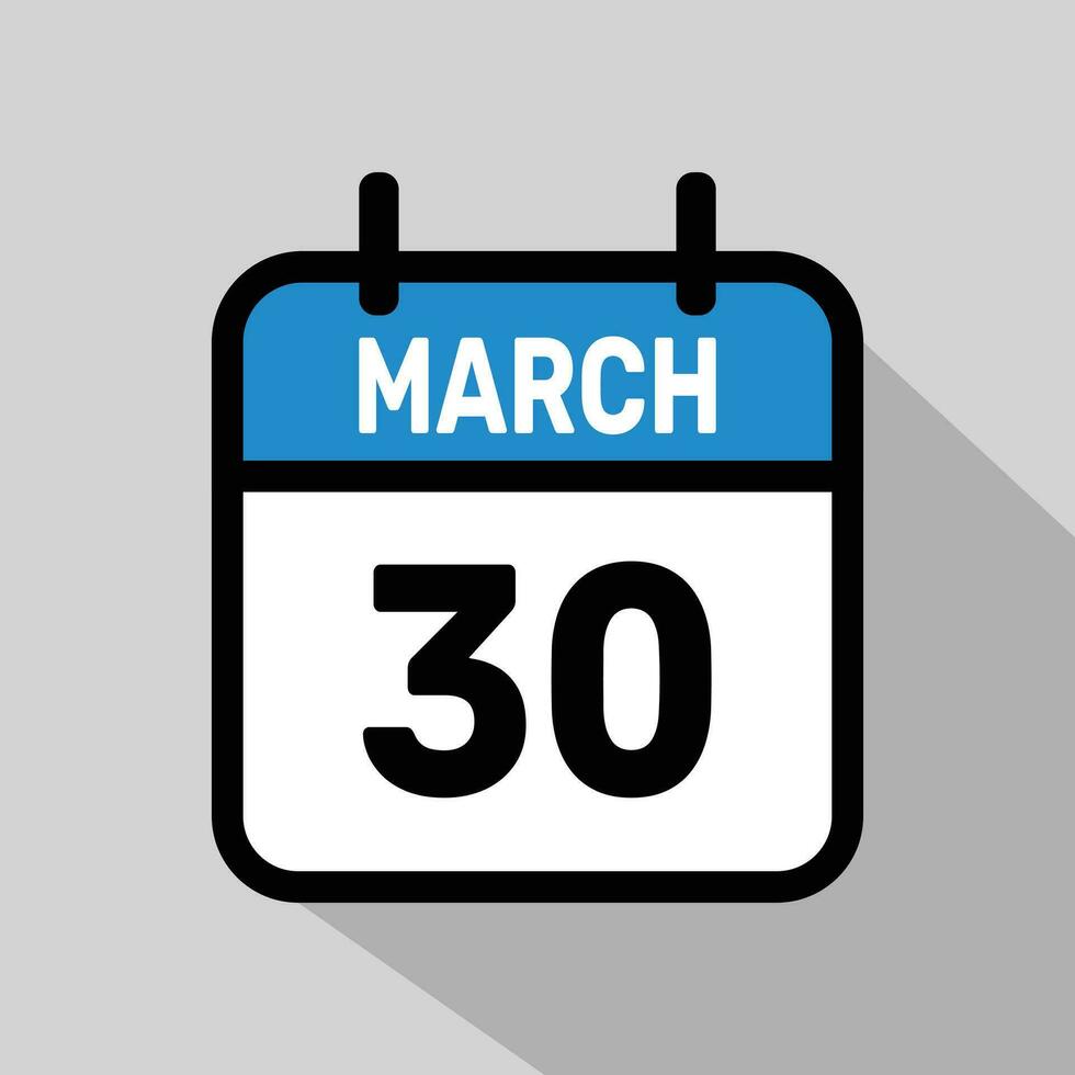 Vector Calendar March 30 illustration background design.