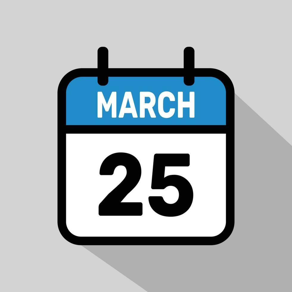 Vector Calendar March 25 illustration background design.