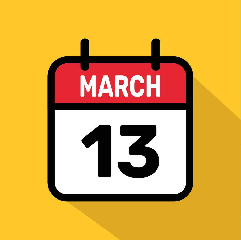 Vector Calendar March 13 illustration background design.