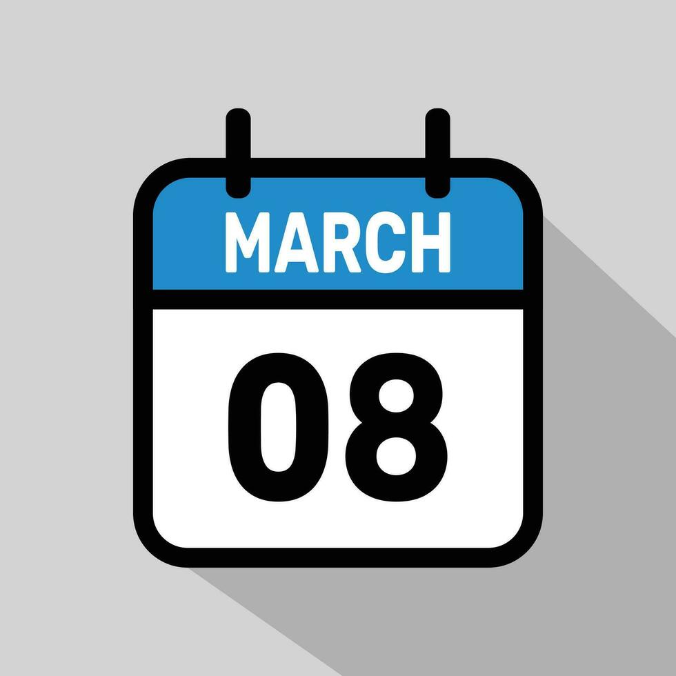 Vector Calendar March 08 illustration background design.