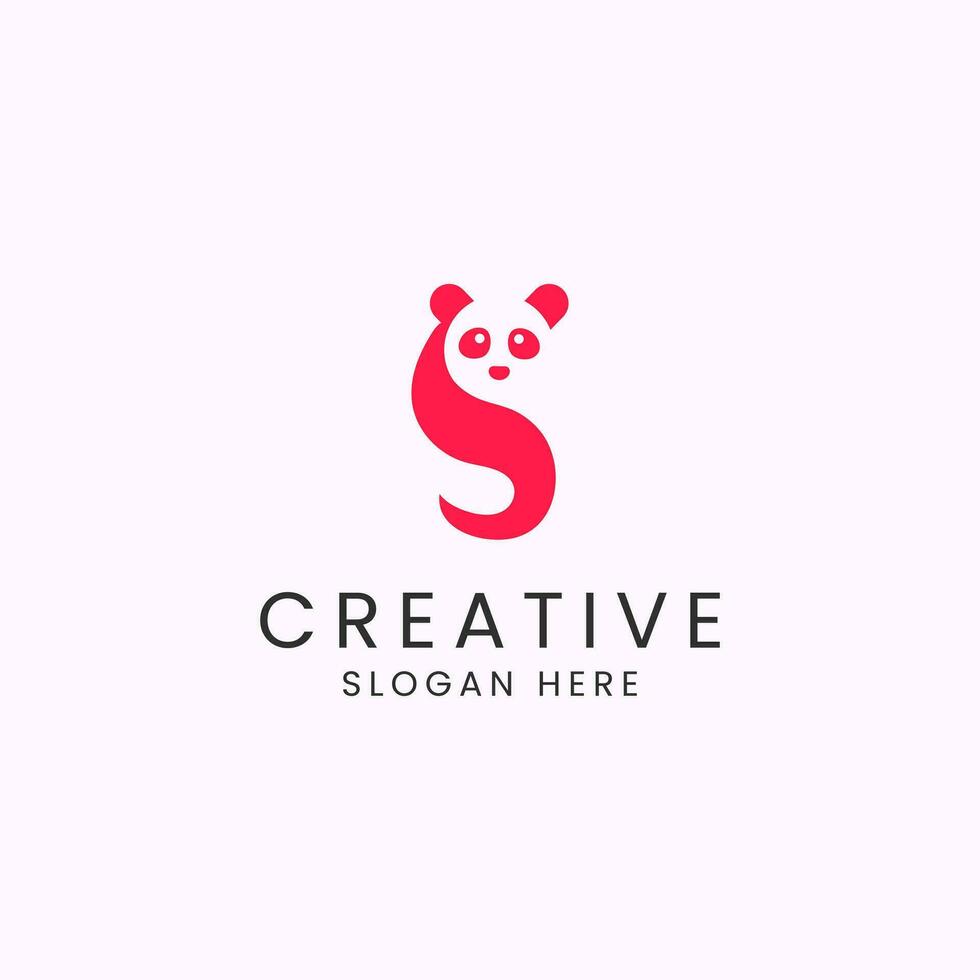 Letter S Panda Logo Design Vector Template