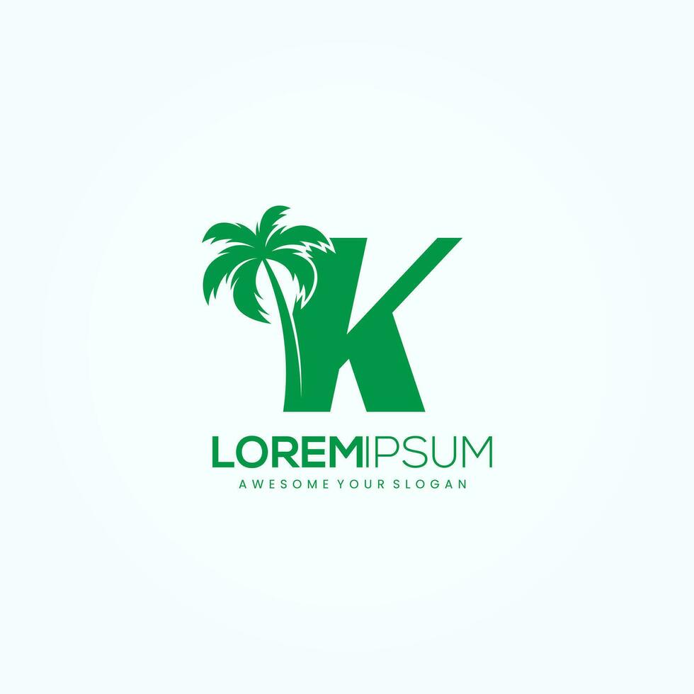 Beach Palm Tree With Letter K Logo Design Vector Image