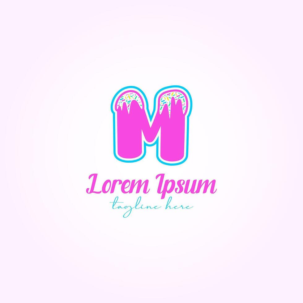 Letter M with Colorful Tasty Ice Cream Logo Vector Template