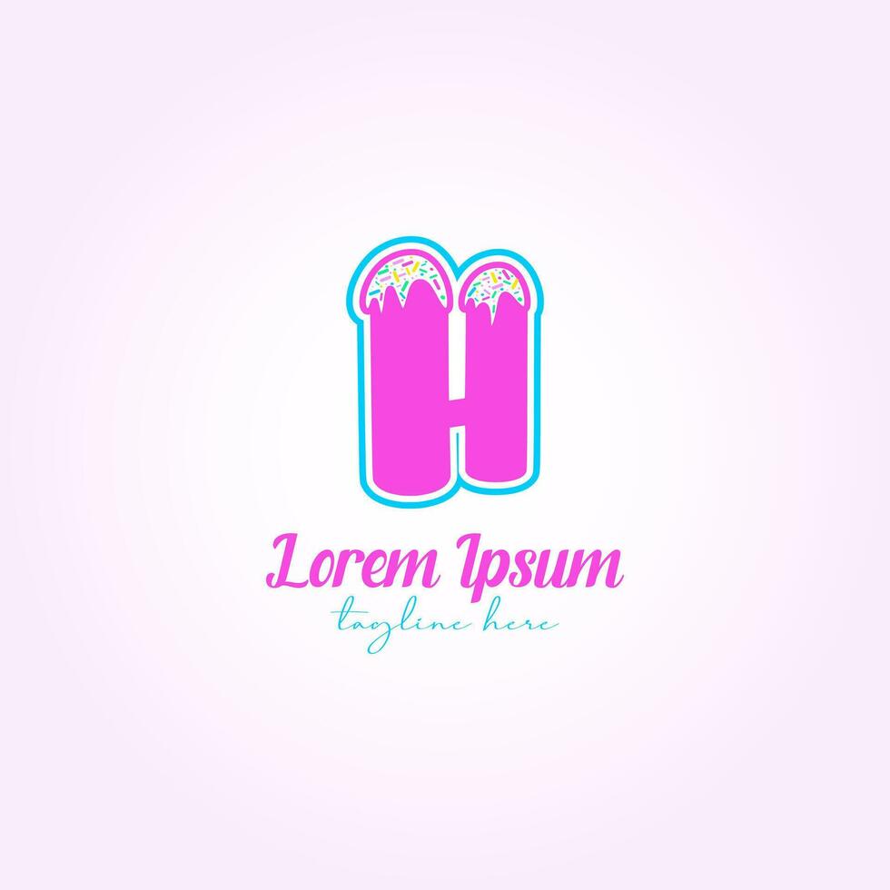 Letter H with Colorful Tasty Ice Cream Logo Vector Template