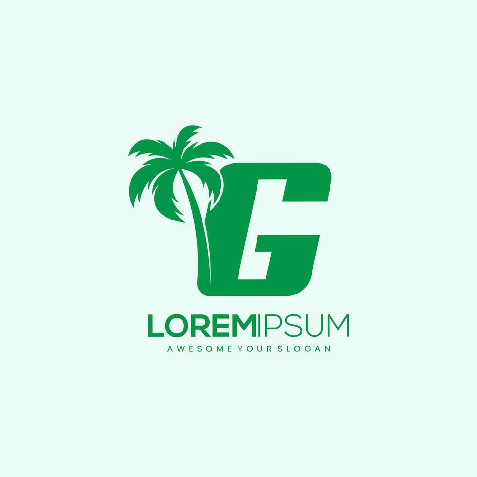 Beach Palm Tree With Letter G Logo Design Vector Image
