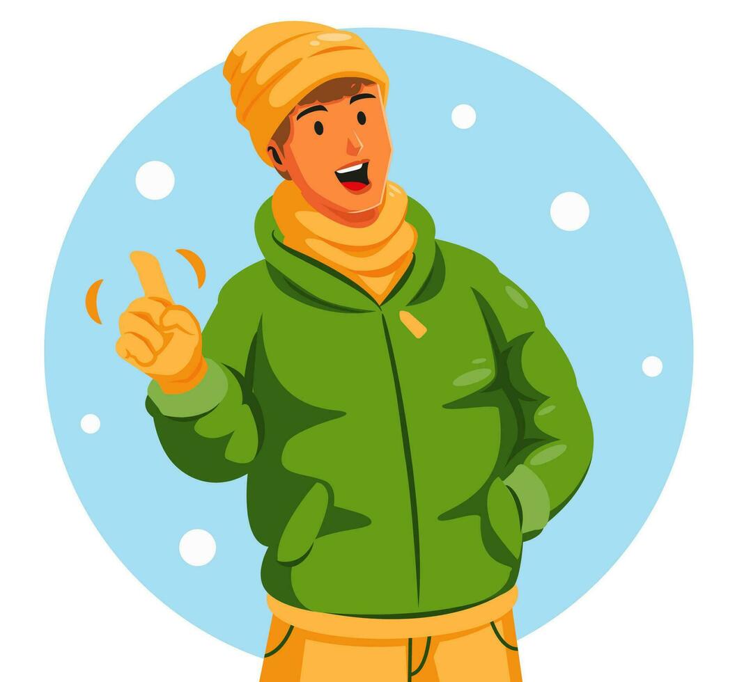 Illustration of a Teenage Boy Wearing Winter Clothes vector