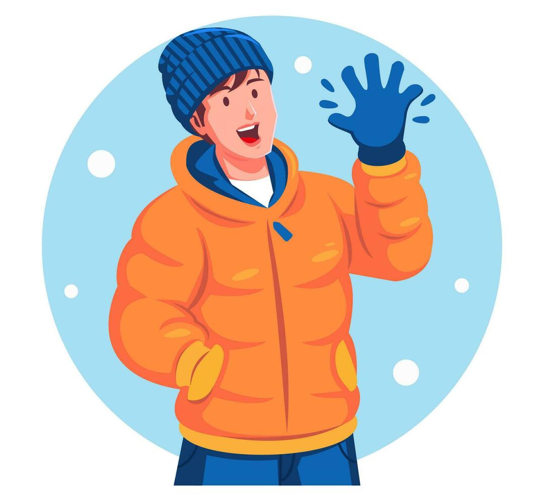 ilustración de un Adolescente chico vistiendo invierno ropa vector