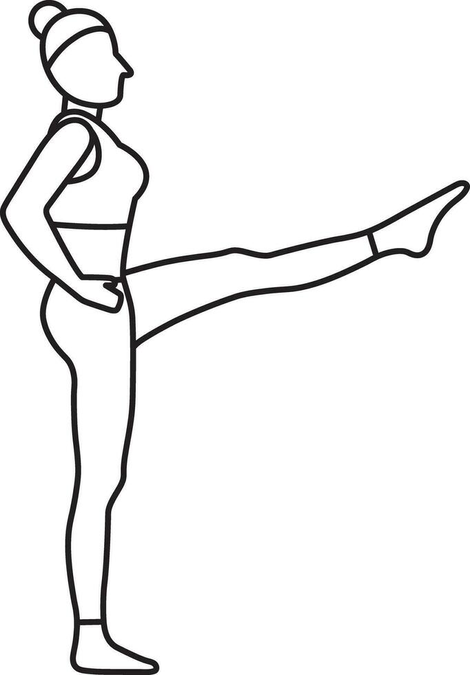 Simple vector illustration of Utthitahasta Padanjhasana, yoga asana, healthy lifestyle, sports, doodle and sketch