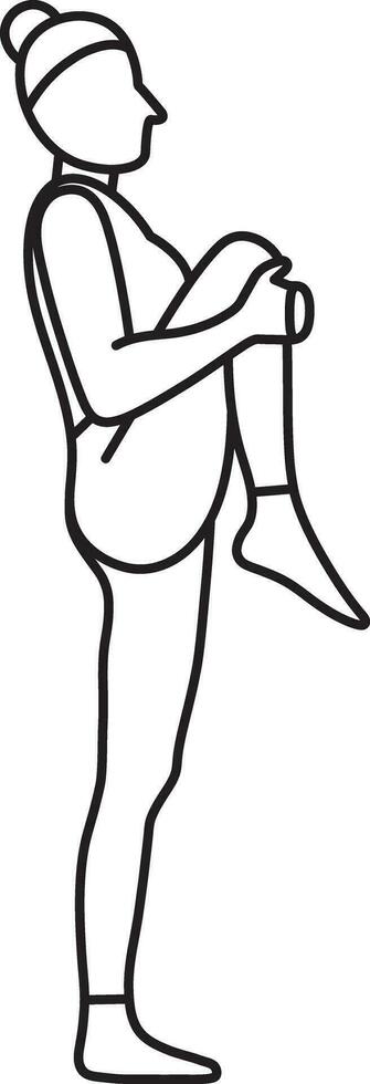 Simple vector illustration of Ardha Utthitahasta Padanjhasana, yoga asana, healthy lifestyle, sports, doodle and sketch