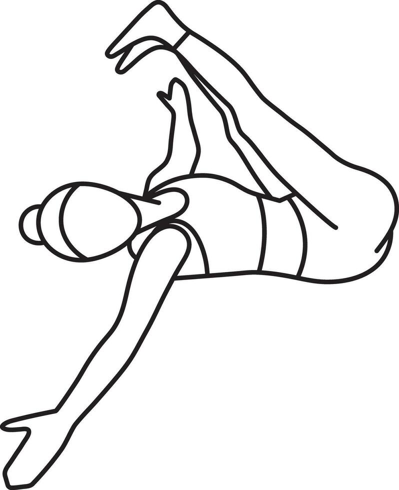 sencillo vector ilustración de jathara parivortanasana, yoga asanas, sano estilo de vida, Deportes, garabatear y bosquejo