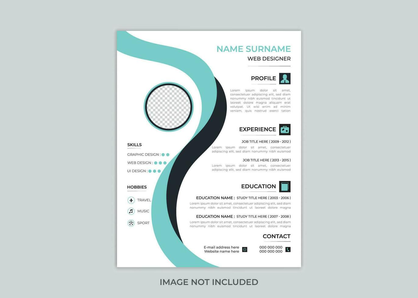 Modern minimal corporate CV resume design template . vector
