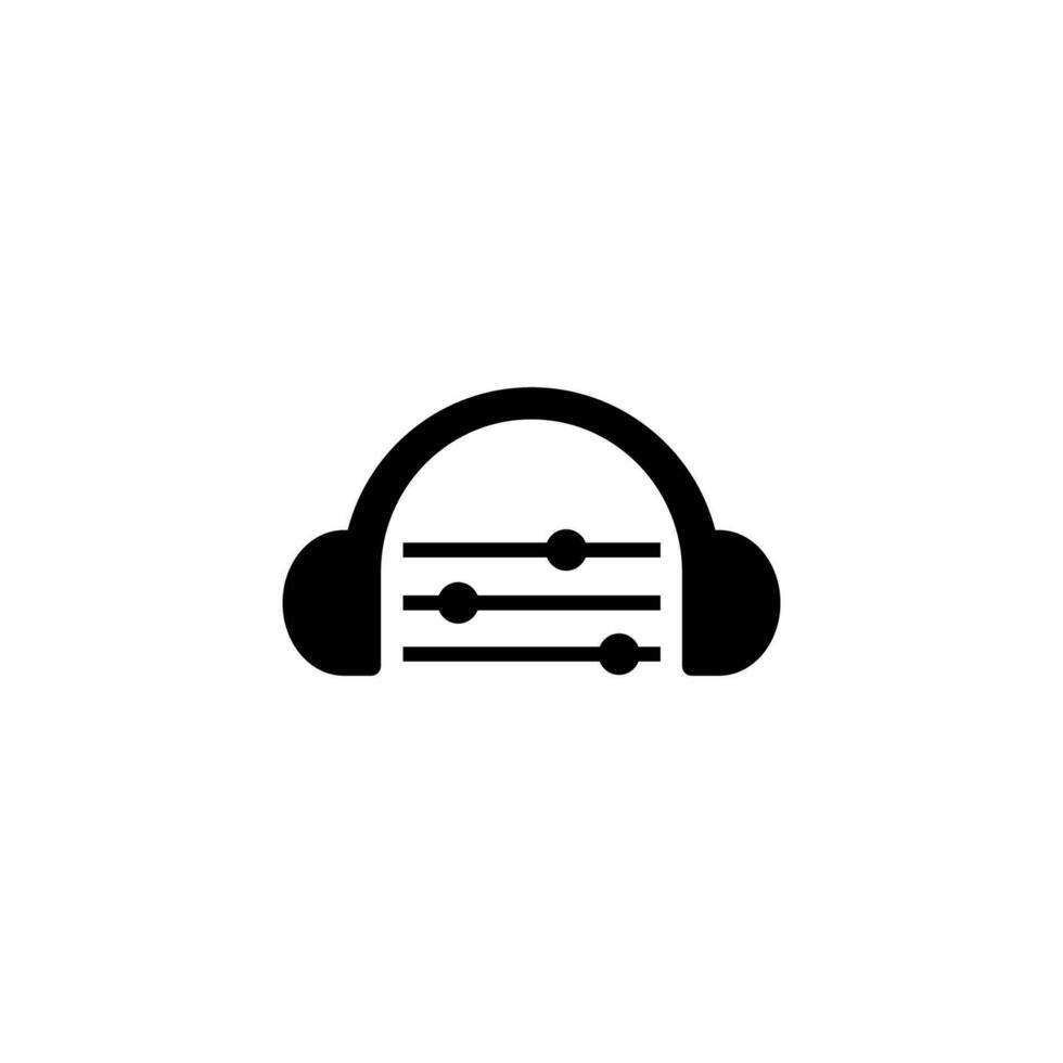 Headset music audio wave logo template design vector icon illustration