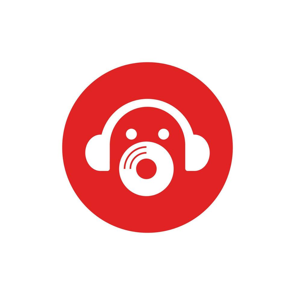 auriculares música audio ola logo modelo diseño vector icono ilustración