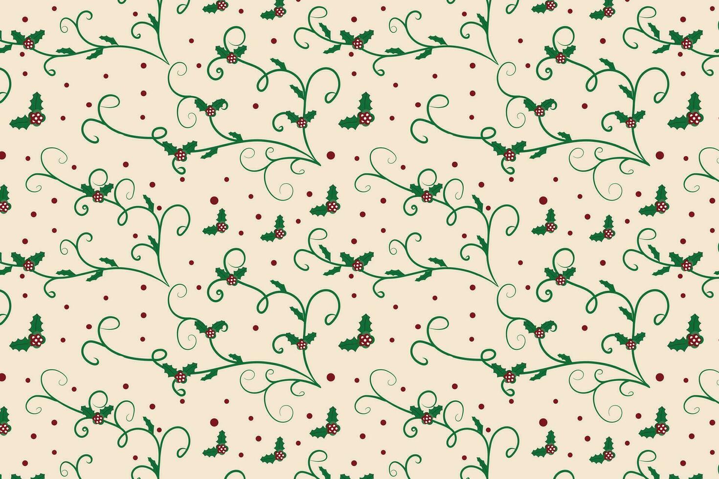 Navidad filigrana remolino baya hoja sin costura patrón, acebo hojas moderno Navidad patrón, invierno vibraciones fiesta verde florido Navidad vector patrón, envase papel fiesta impresión tela