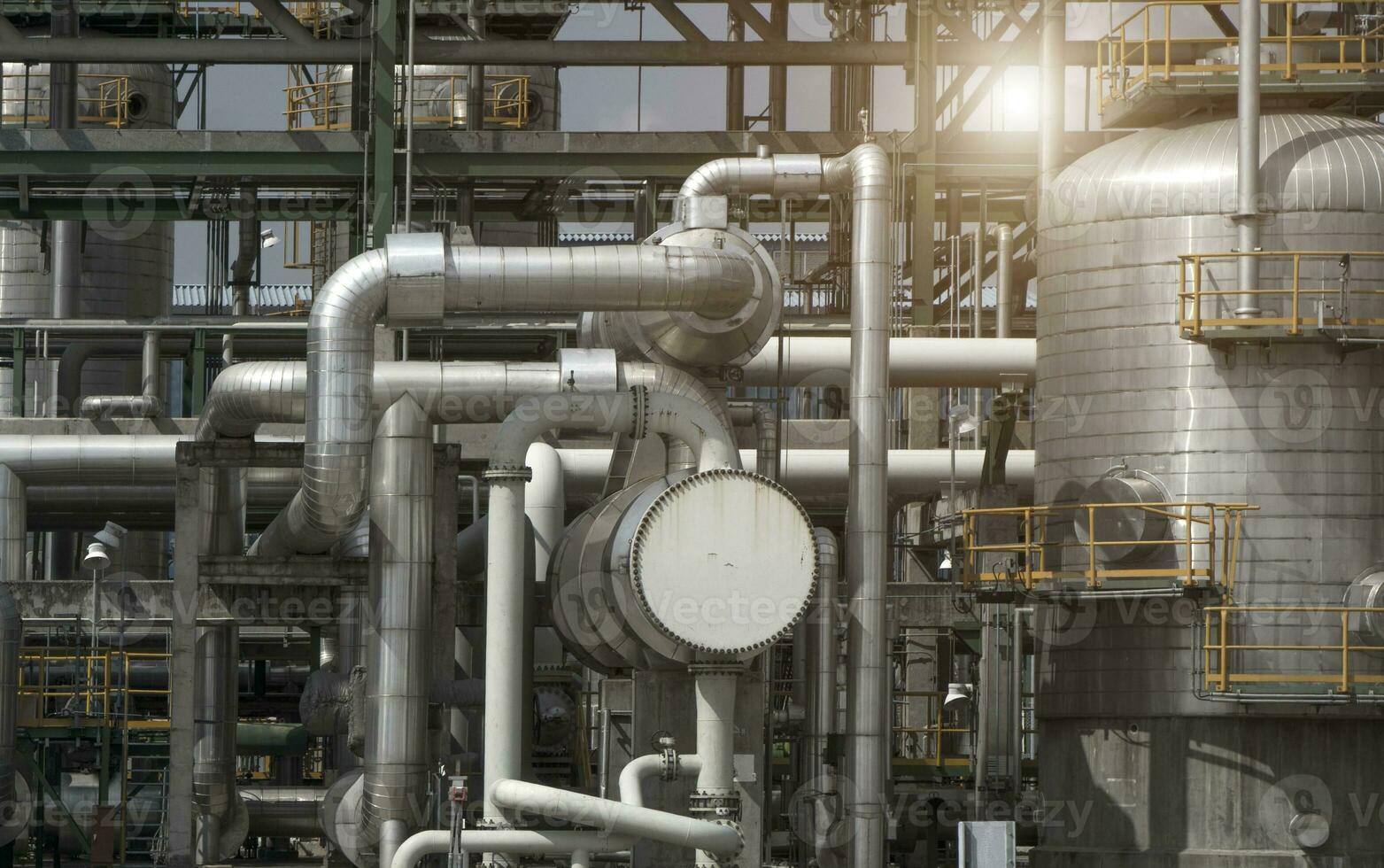 Industrial view at oil refinery plant form industry zone photo