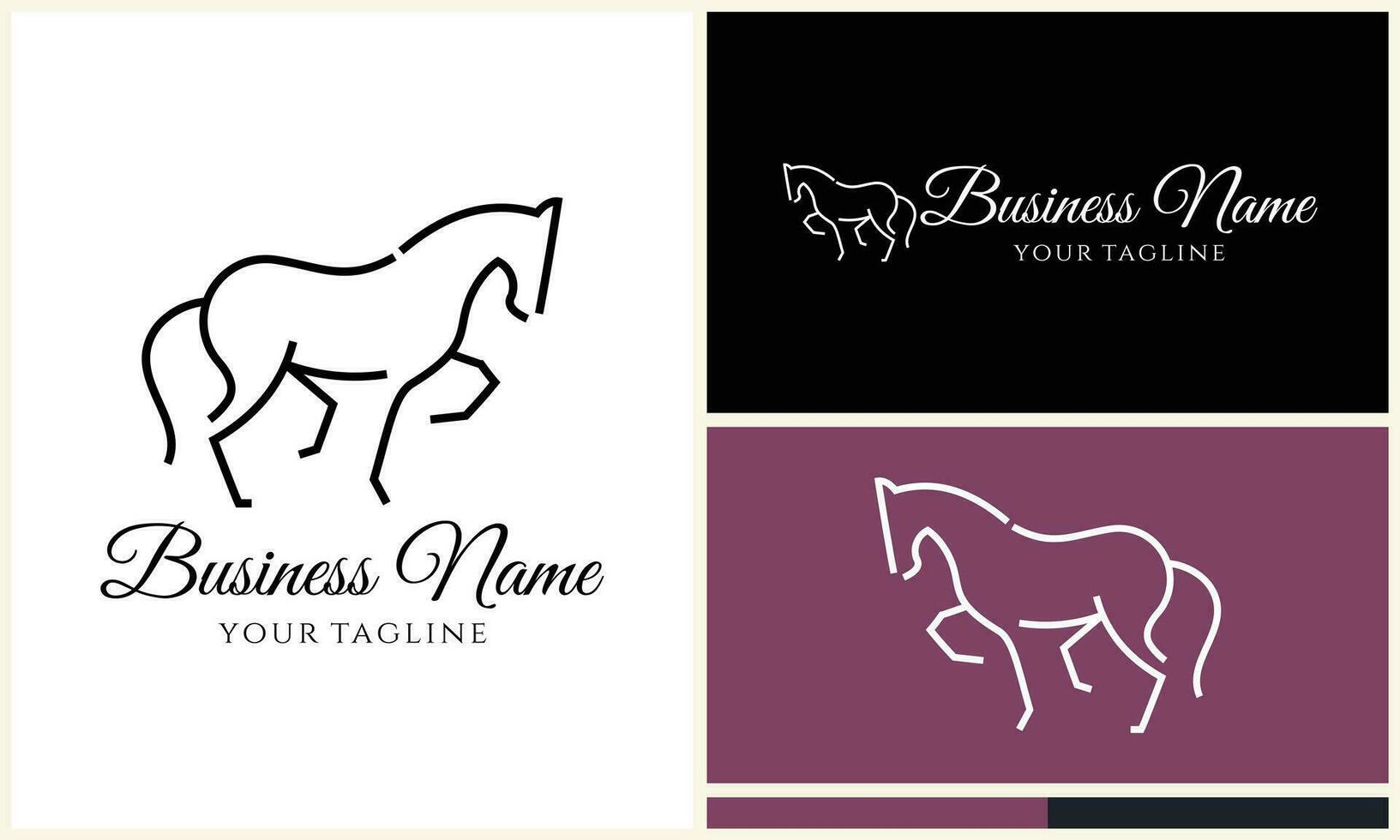 line horse farm template logo vector