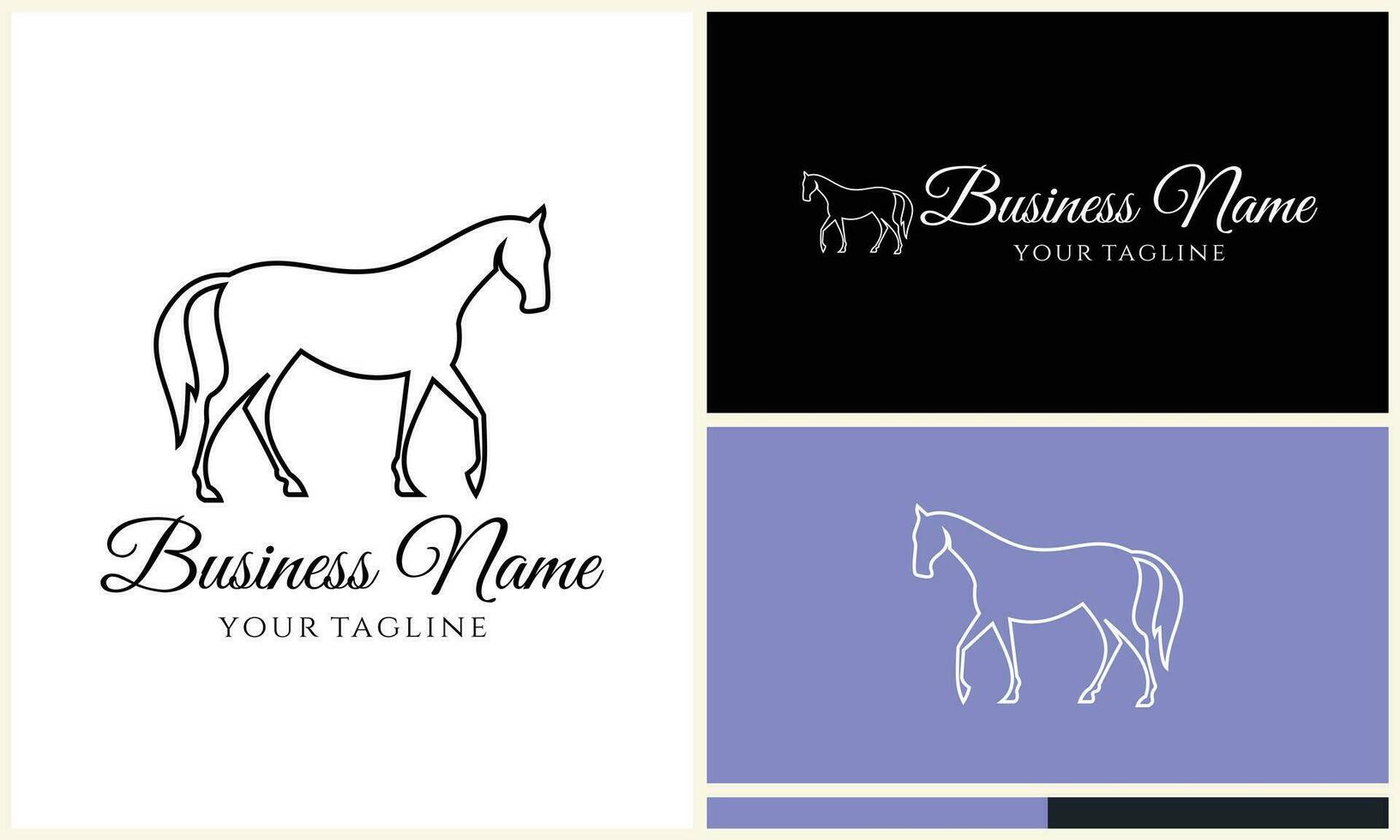 line horse farm template logo vector