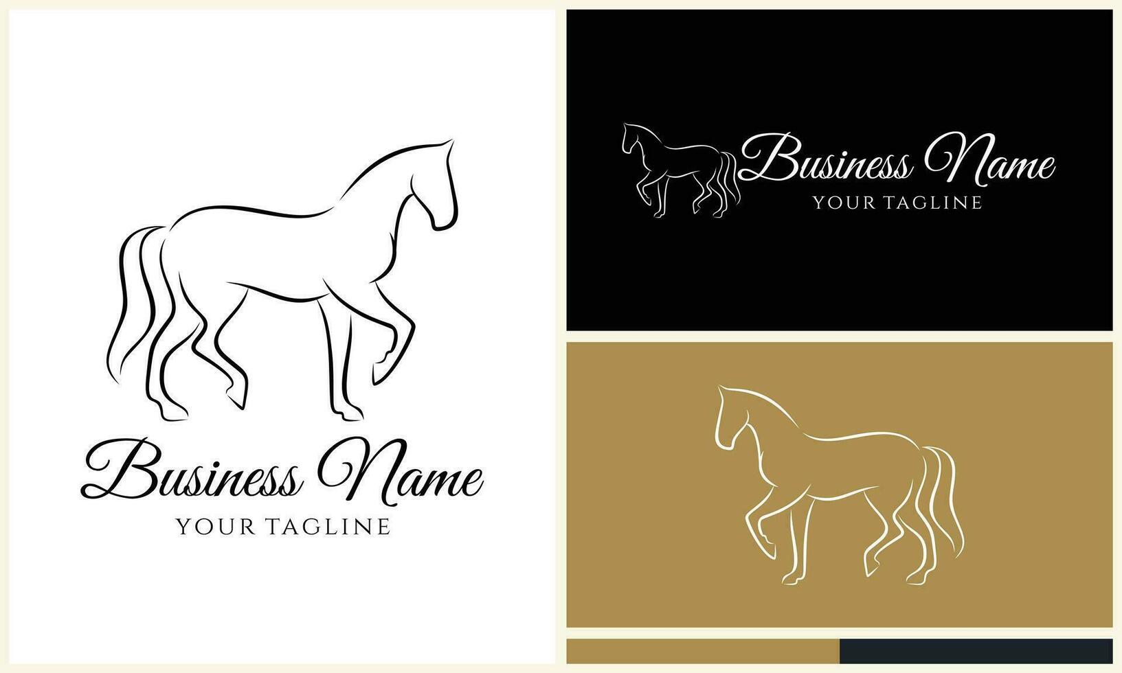 line horse farm template logo vector