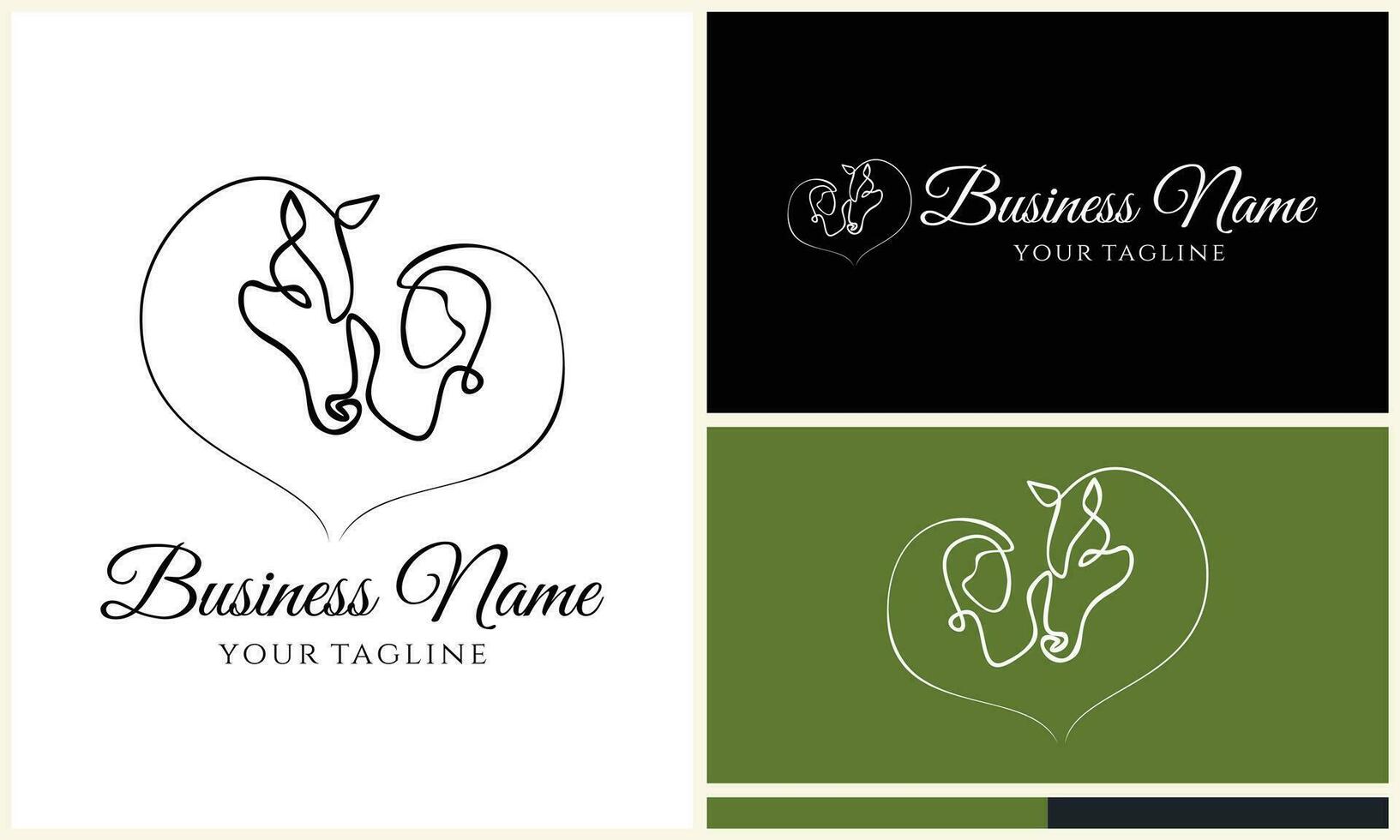 line horse farm template logo vector