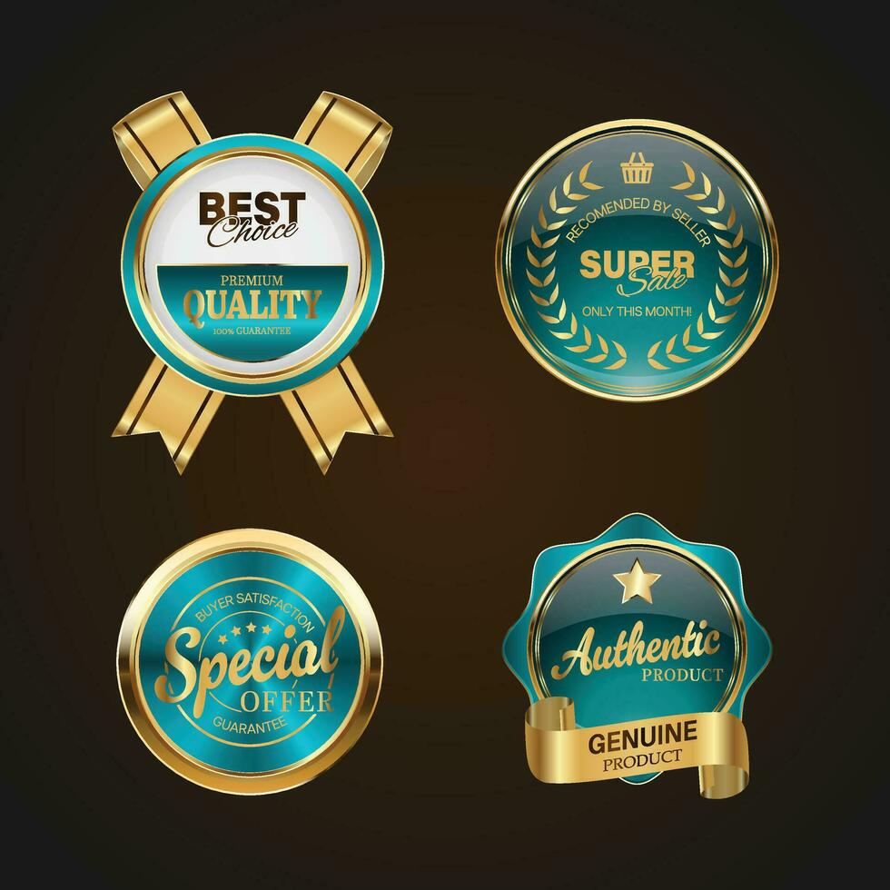 Luxury golden green sale badges and labels. Retro vintage sale circle badge design vector