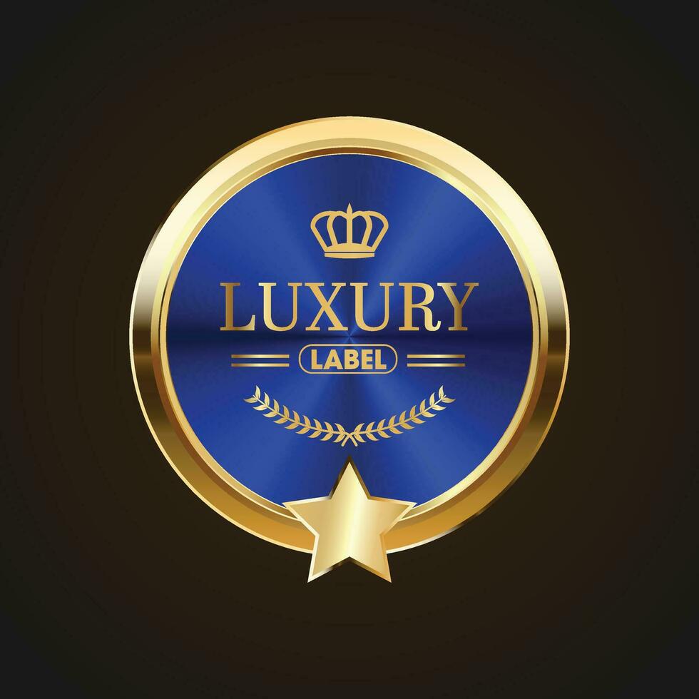 Luxury golden blue sale badges and labels. Retro vintage sale circle badge design vector