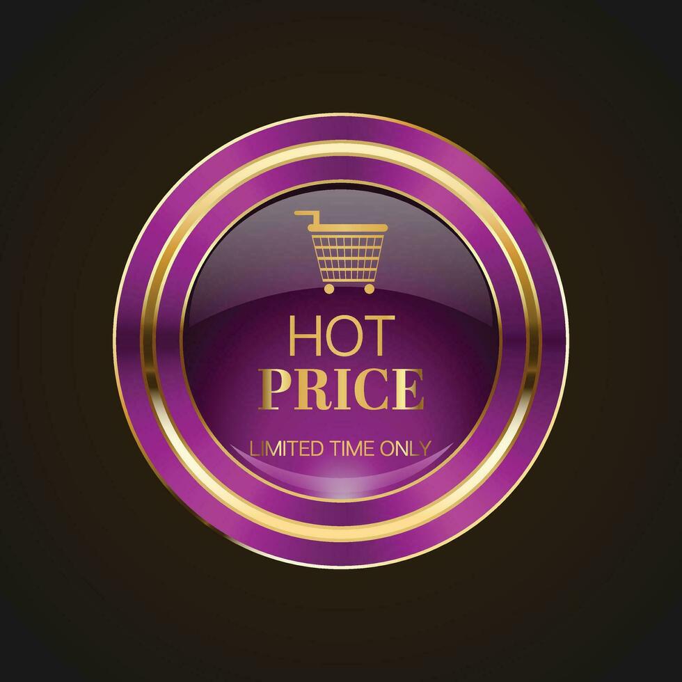 Luxury golden purple sale badges and labels. Retro vintage sale circle badge design vector