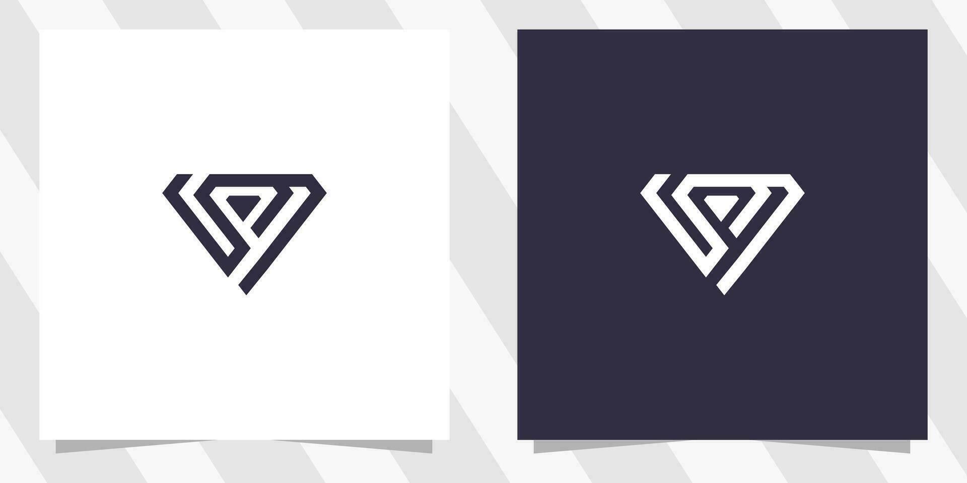 letter p with diamond logo design vector