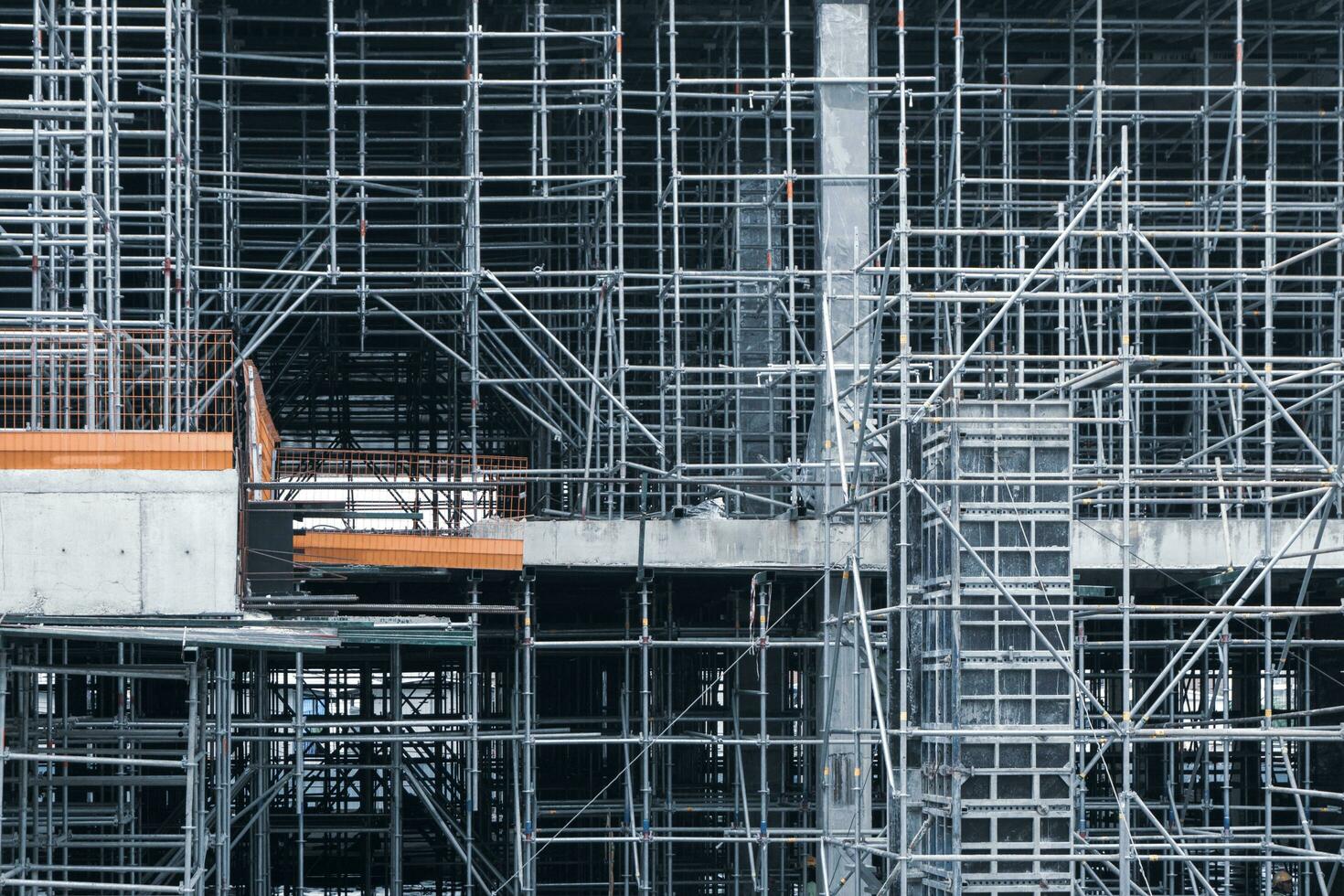 Steel structure In the construction site is under construction photo
