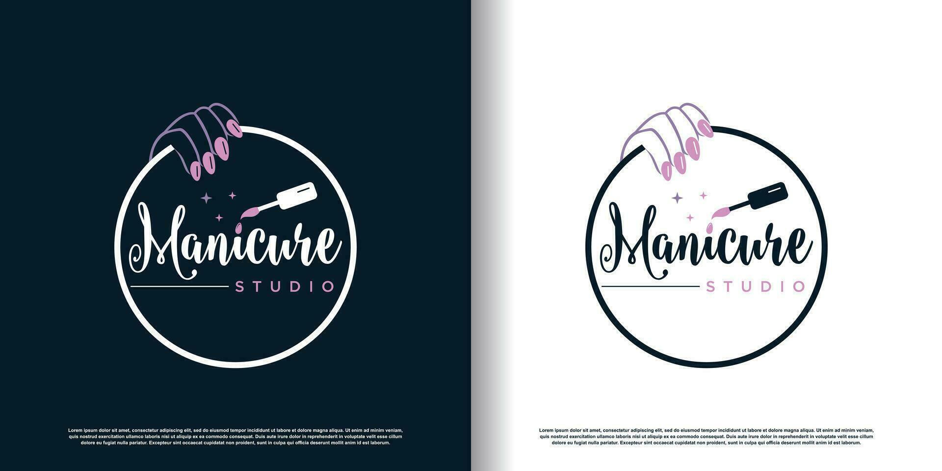 Nail logo design template with creative abstract style Premium Vector