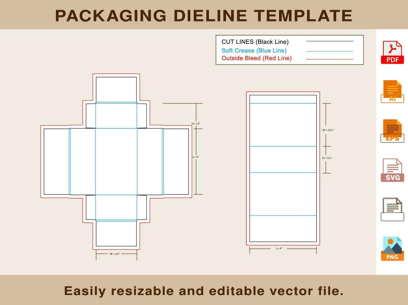 Indestructo tuck end Box Dieline Template vector