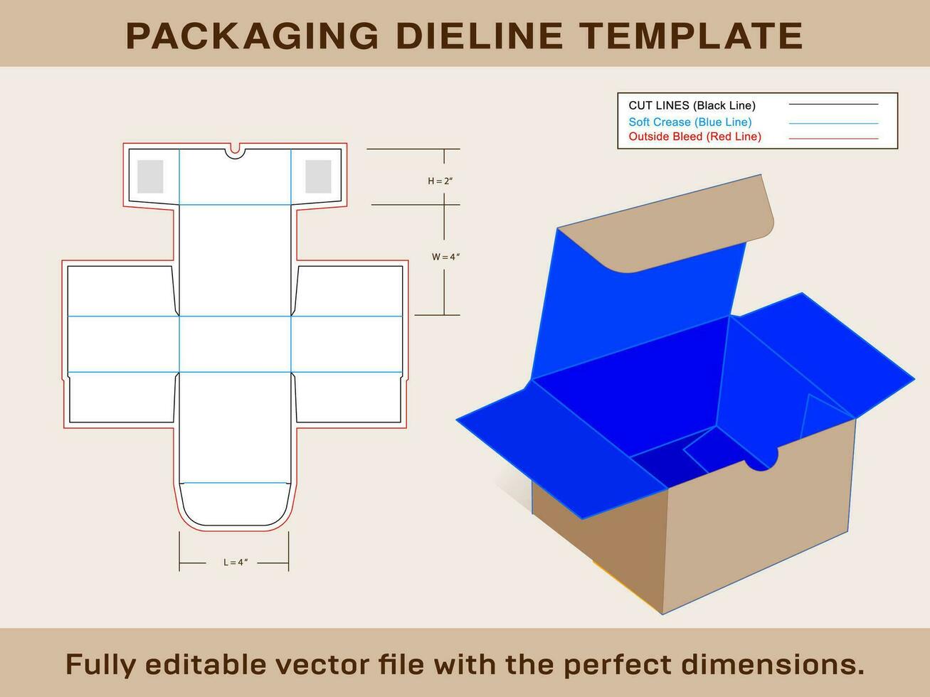 indestructible pliegue final caja dieline modelo vector