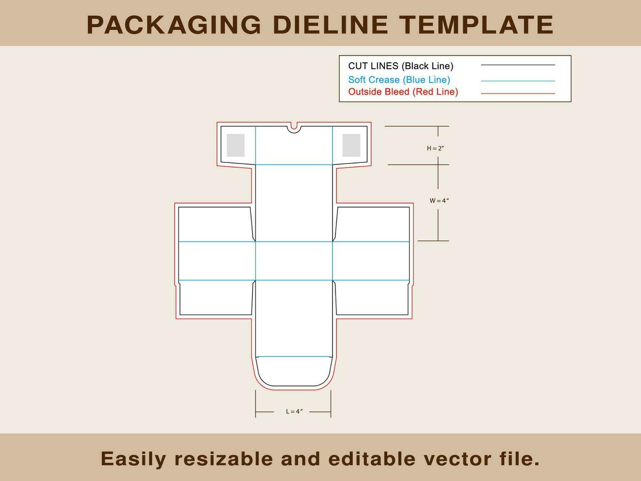 Indestructo tuck end Box Dieline Template vector