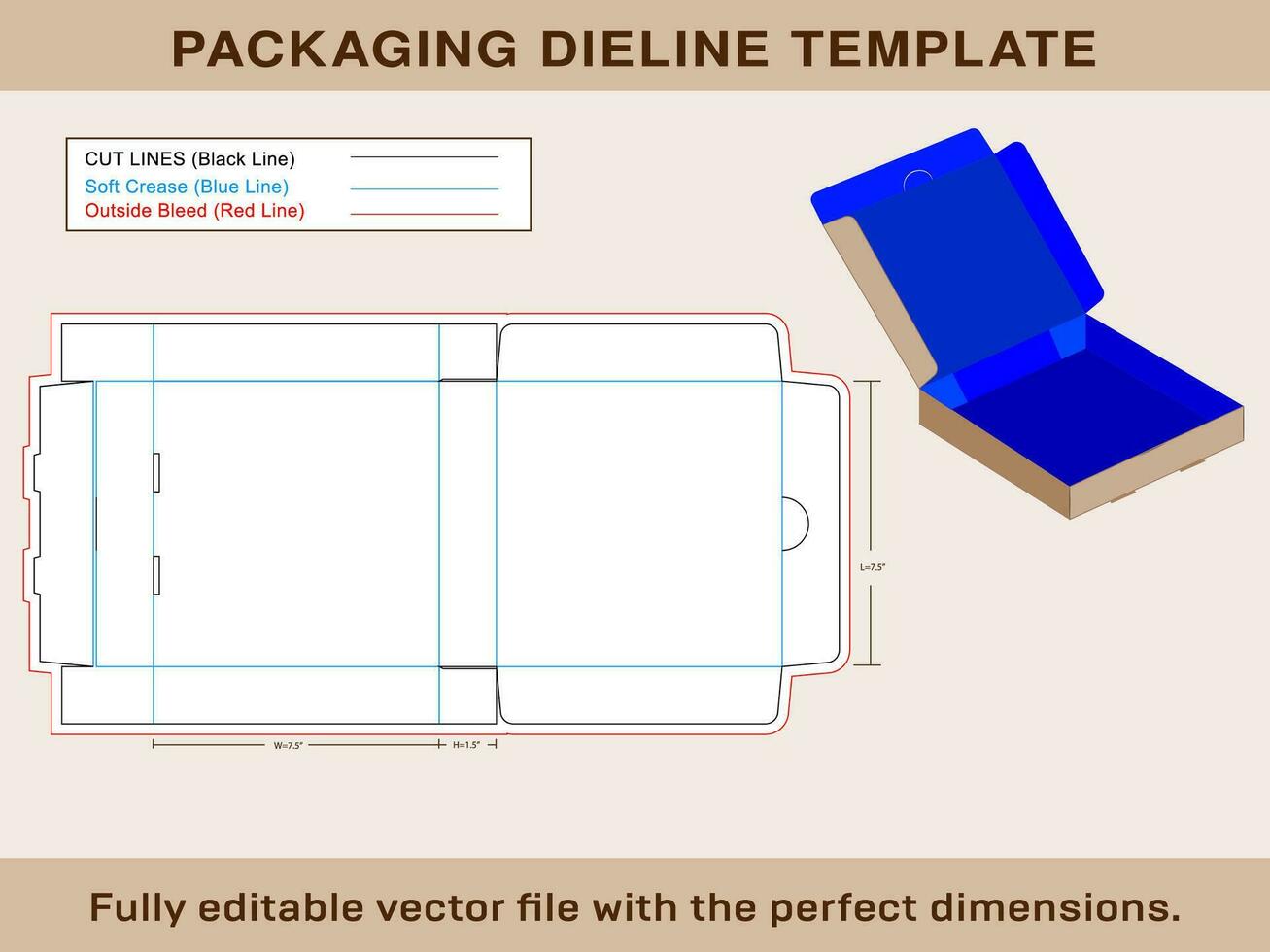 Pizza caja dieline modelo vector