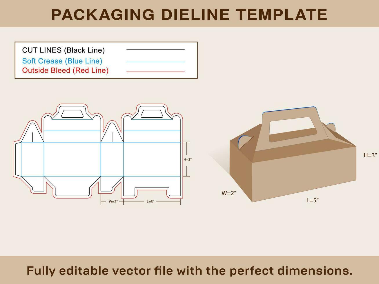 Large Cable Box, Gift Box, Storage Box, Dieline Template vector