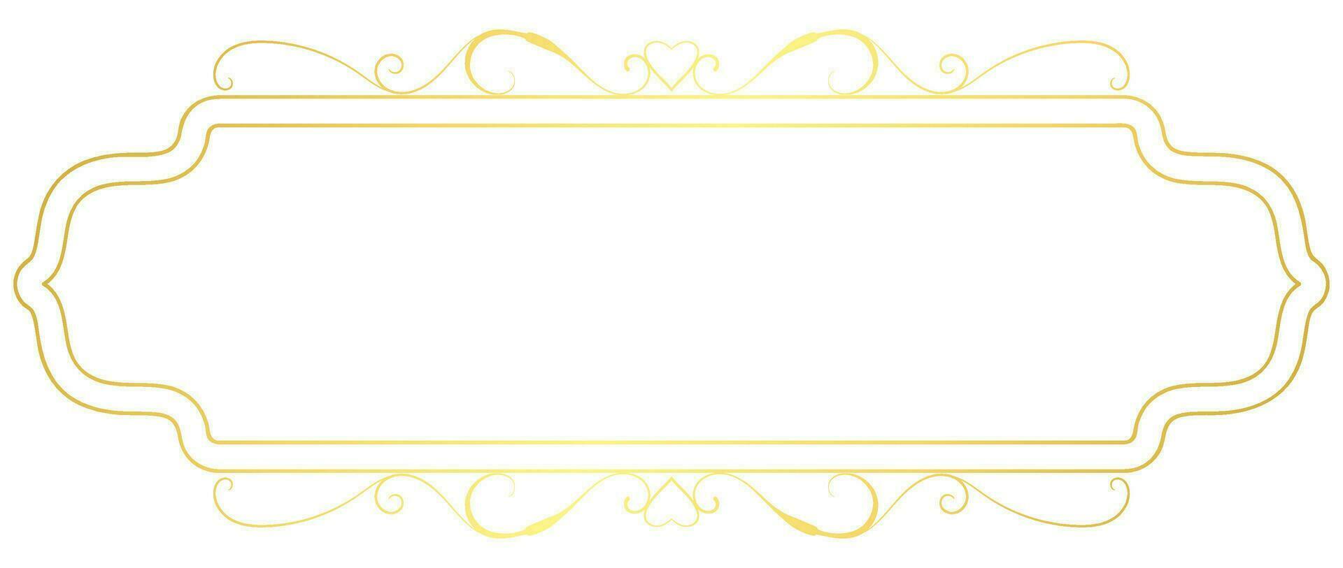 Vintage message frame rococo baroque gold color vector